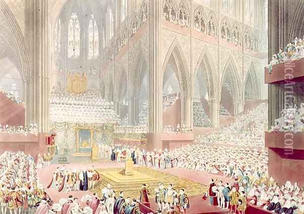 The Coronation of King George IV The Recognition, 19th July 1821, engraved by Matthew Dubourg, 1822 Oil Painting - James Stephanoff