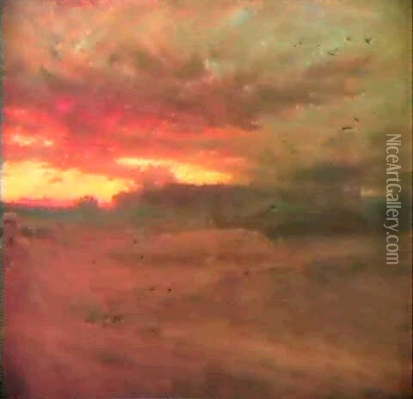 Sonnenuntergang In Agra Oil Painting - Albert Goodwin