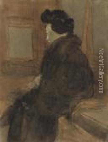 Woman In A Railway Carriage Oil Painting - Gwendolen John