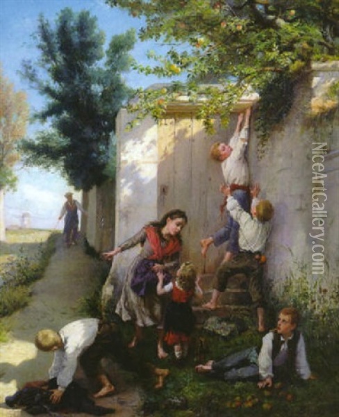 Les Maraudeurs Oil Painting - Charles Auguste Romain Lobbedez