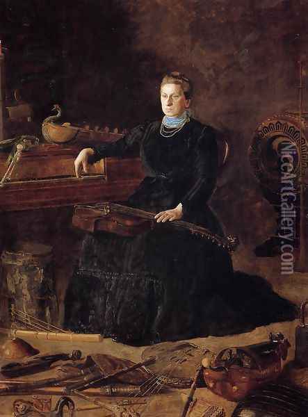 Antiquated Music (or Portrait of Sarah Sagehorn Frishmuth) Oil Painting - Thomas Cowperthwait Eakins