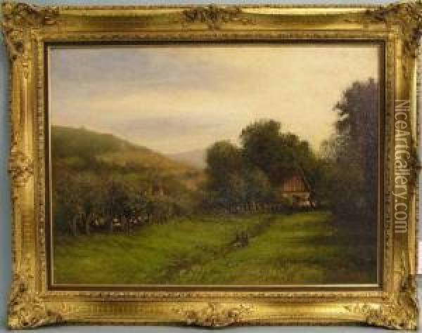 Westfalische Landschaft Mit Altem Bauerngehoft Oil Painting - Albert Arnz