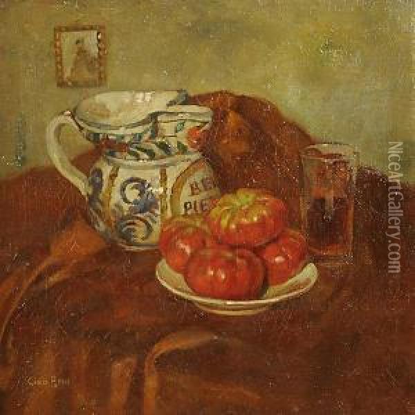 Natura Morta Con Pomodori E Brocca Oil Painting - Gino F. Parin