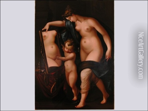 Venus & Amor Oil Painting - Alexander Laureus