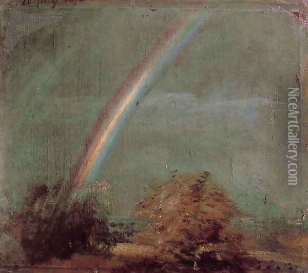 Landscape With A Double Rainbow Oil Painting - John Constable