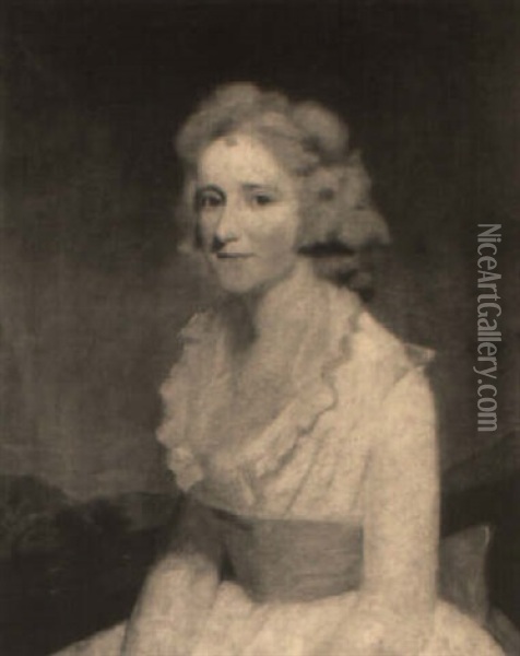 Portrait Of Mrs. David Pearson, Nee Charlotte Cowan In A White Dress Oil Painting - Sir Henry Raeburn