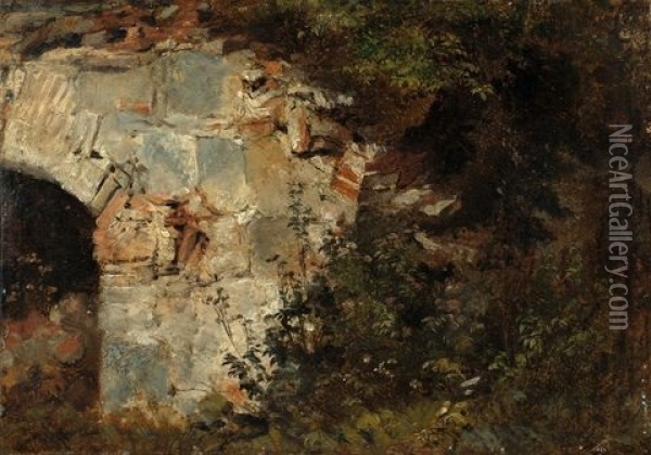 Cave Entrance In The Roman Campagna Oil Painting - Carl Ebert