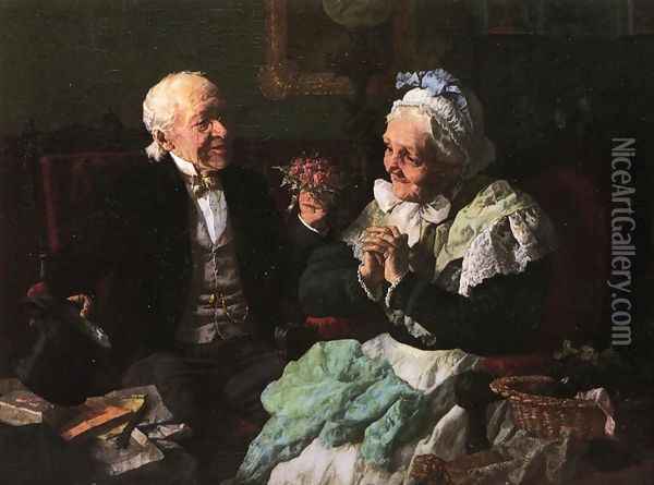 The Nosegay Oil Painting - Louis Charles Moeller