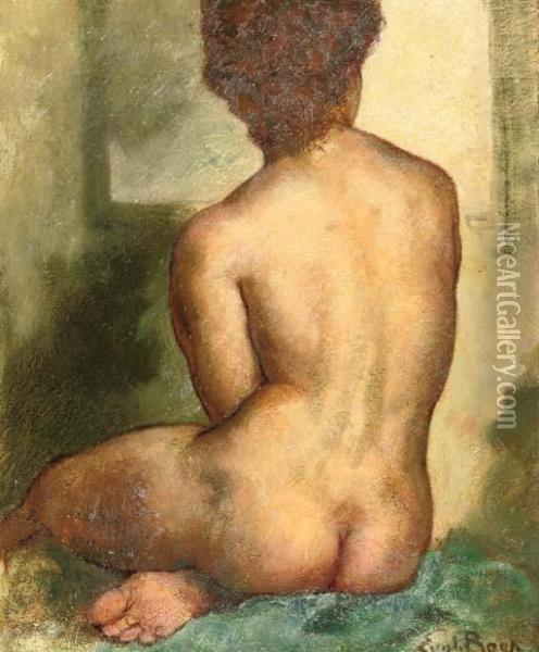 A Seated Nude Oil Painting - Emile Baes