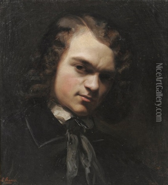 Brustbildnis Eines Jungen Mannes Mit Gewelltem Haar Oil Painting - Ludwig Knaus