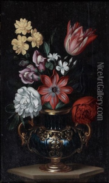 Vase De Fleurs Oil Painting - Georg Flegel