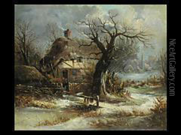 Winterlandschaft Mit Bauernhaus Und Gewasser Oil Painting - Andries Vermeulen