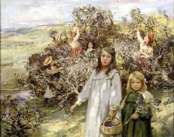 Gathering Blackberries Oil Painting - William Stewart MacGeorge