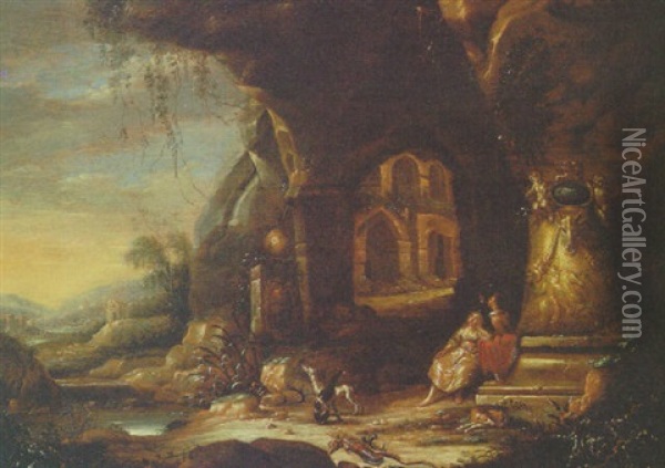 Diana And Actaeon In A Grotto Oil Painting - Abraham van Cuylenborch