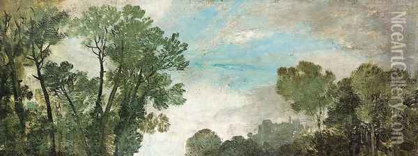 Tree Tops and Sky, Guildford Castle, Evening Oil Painting - Joseph Mallord William Turner
