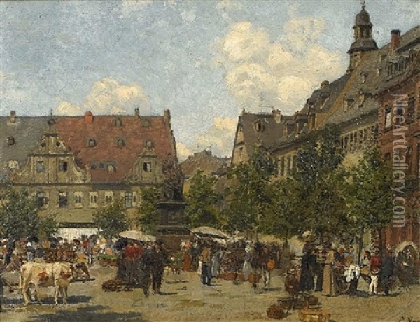 Marktplatz In Hanau Oil Painting - Paul Andorff