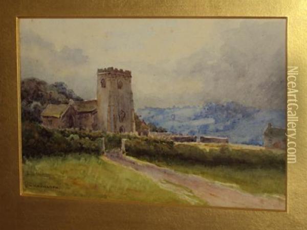 A Countryside Church Oil Painting - Will H. Howarth