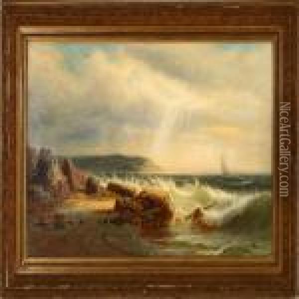 Coastal Scene Withrocks Oil Painting - Johan Knutson