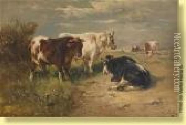 Vaches Et Bufs Au Paturage Oil Painting - Henry Schouten
