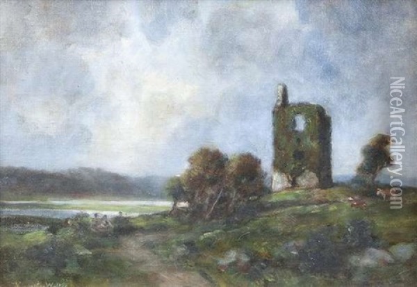 Dysart Castle, Co. Clare Oil Painting - John Crampton Walker