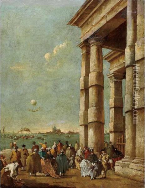 The Ascent Of A Balloon Over The Bacino San Marco, Venice Oil Painting - Francesco Guardi