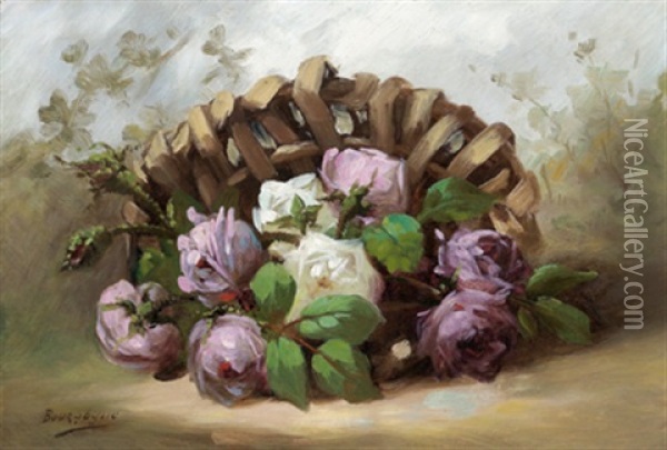 Rosen In Einem Korb Oil Painting - Pierre Bourgogne