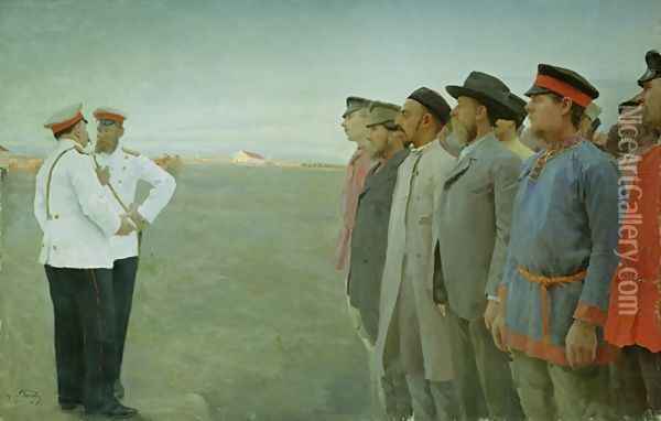 Mobilised, 1904 Oil Painting - Lukjan Vasilievich Popov