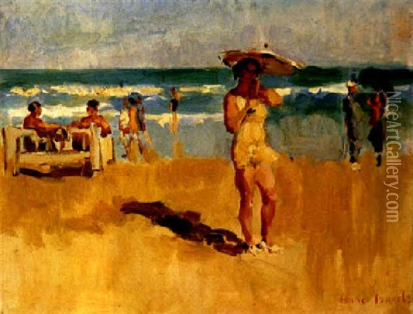 Figures On Viareggio Beach Oil Painting - Isaac Israels