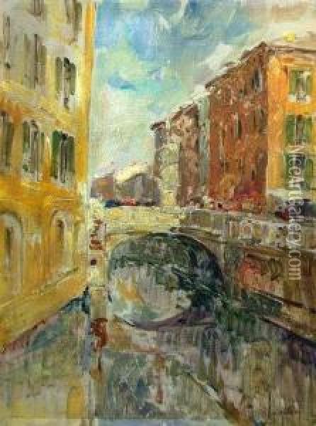 Venetian Scene Oil Painting - Baudolino Rivolta
