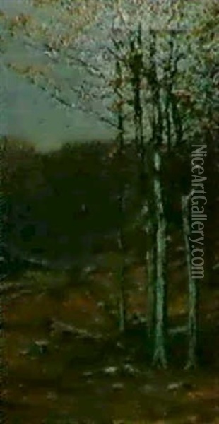 Fall Forest Scene Oil Painting - Leonard Ochtman