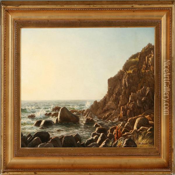 Coastal Scene Frombornholm Island, Denmark Oil Painting - I.H. Brandt