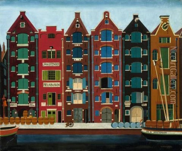 Amsterdam, Brouwersgracht Oil Painting - Carl Grossberg