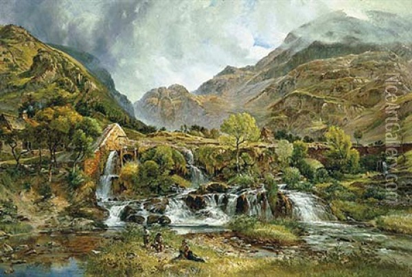 A Landscape In Wales Oil Painting - Charles Tattershall Dodd the Elder