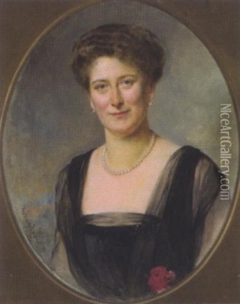 Bildnis Einer Dame Mit Perlenkette Oil Painting - Heinrich von Angeli