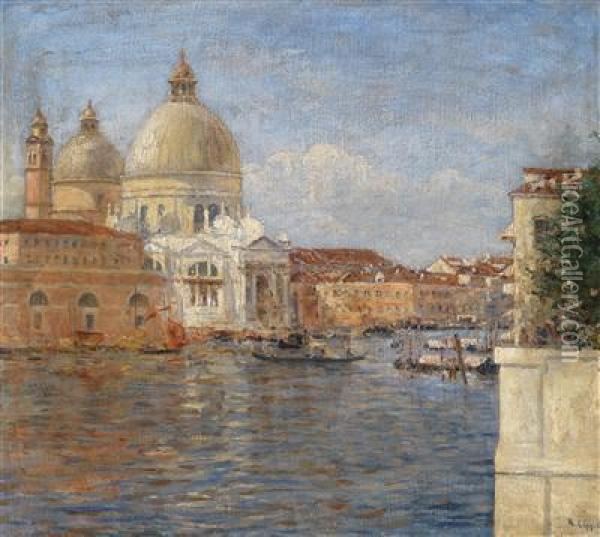 At The Grand Channel In Venice Oil Painting - Richard Lipps