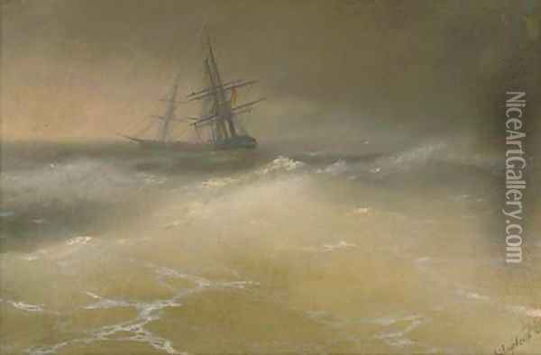 Ships in a story sea Oil Painting - Ivan Konstantinovich Aivazovsky