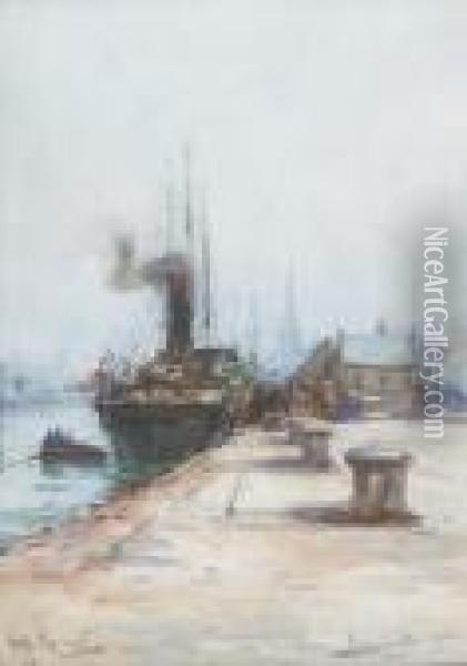 Ayr Harbour Oil Painting - James MacMaster
