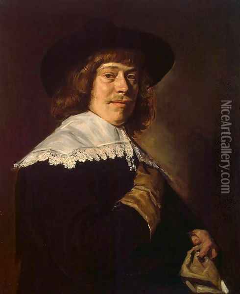 Portrait of a Young Man Holding a Glove Oil Painting - Frans Hals