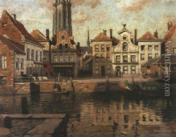 Gezicht Te Mechelen Oil Painting - Victor Olivier Gilsoul