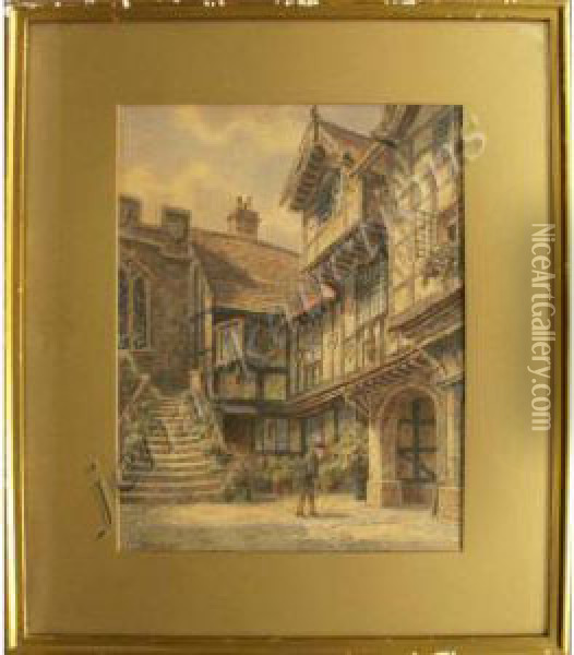 Earl Of Leicester's Alms House-warwick Oil Painting - Albert Dunnington