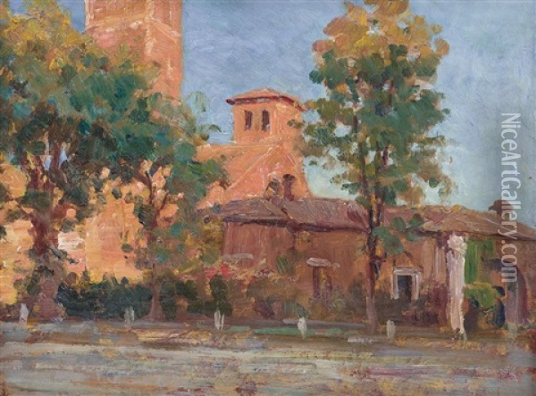 Il Castello Oil Painting - Carlo Balestrini