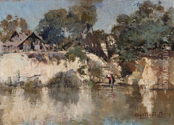 Yarra River Cottage Oil Painting - Walter Herbert Withers