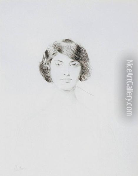 Portrait De Mademoiselle De Mun, Future Comtesse Devogue Oil Painting - Paul Cesar Helleu