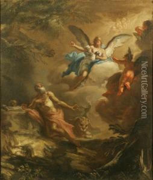 San Girolamo E Angeli, Maria Maddalena Oil Painting - Antonio Maria Marini