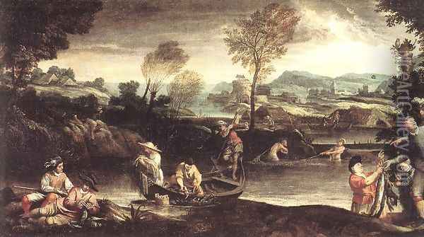 Fishing before 1595 Oil Painting - Annibale Carracci