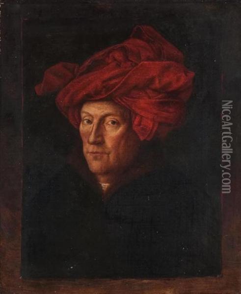 Man In A Red Turban Oil Painting - Jan Van Eyck