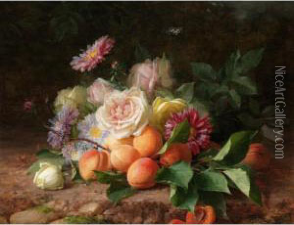 Still Life Of Flowers Oil Painting - Jules Ferdinand Medard