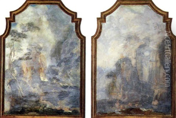 Paesaggio Di Fantasia Oil Painting - Giuseppe Bernardino Bison