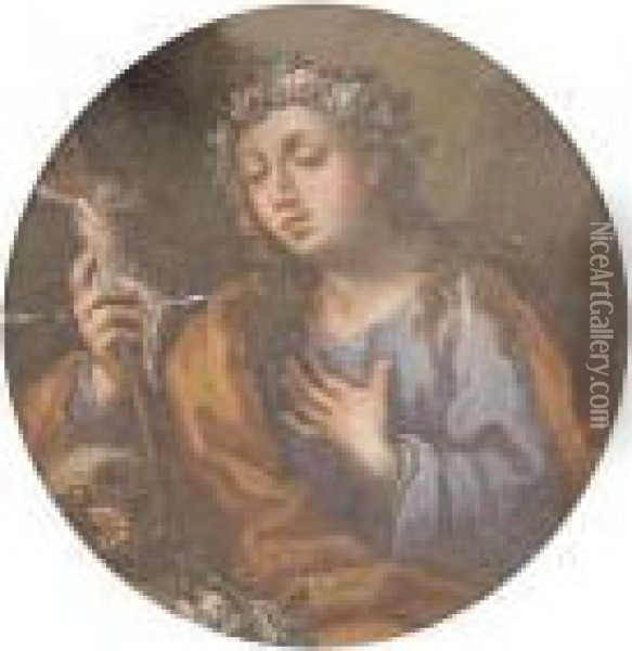 Santa In Adorazione Del Crocifisso Oil Painting - Sebastiano Conca