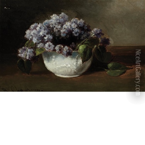 Still Life Of Flowers In A Bowl Oil Painting - Benjamin Champney